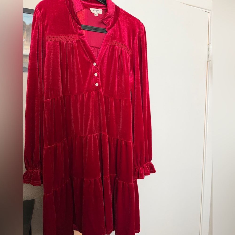 Red velvet dress